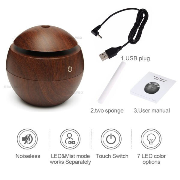 USB Aroma Essential Oil Ultrasonic Cold Steam Diffuser Air Humidifier Purifier 7 Color Change LED Night Light for Home Office - Image 9